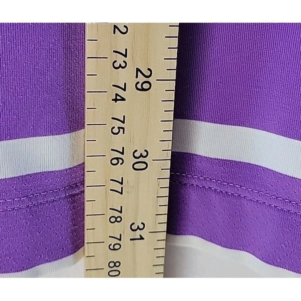 Nike Dri-Fit Golf‎ Shirt Mens L Purple Striped Short Sleeve Outdoor Athleisure